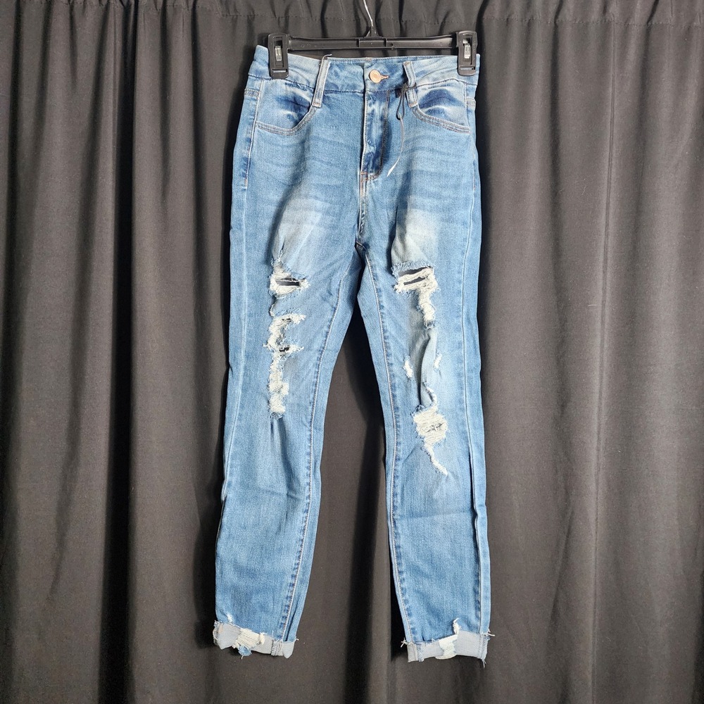 rue21 Curvy‎ High Rise Ultimate Stretch Distressed Skinny Jeggings Blue Size 2